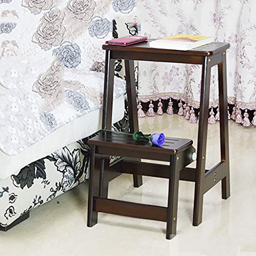 COLiJOL Silla de Escritorio Silla de Oficina Muebles Taburete de Escalera de Dos Niveles de Madera Iza, Taburete Antideslizante para Trepar, Silla Plegable para Escalera, Soporte para Flores. Escaler