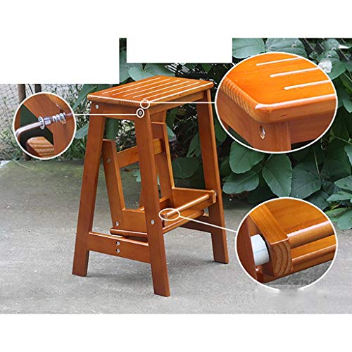 COLiJOL Silla de Escritorio Silla de Oficina Muebles Taburete de Escalera de Dos Niveles de Madera Iza, Taburete Antideslizante para Trepar, Silla Plegable para Escalera, Soporte para Flores. Escaler