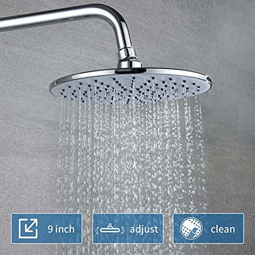 Columna de Ducha Termostatica, Auralum Conjunto de ducha con Alcachofa Ducha Lluvia 9", Anti Quemaduras