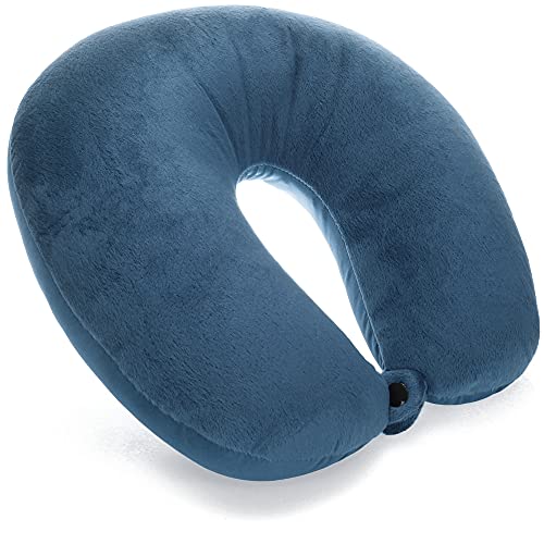 com-four® Almohada para el Cuello - Ardillas de Cuello Viajar - Cómodo cojín de Viaje para Tren, avión, Coche, autobús, Barco (Azul)