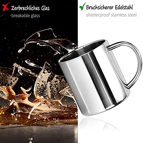 com-four® Taza de café de acero inoxidable - Taza de café - Taza termo-bebedora hecha de acero inoxidable - Taza con aislamiento de doble pared - SIN BPA (300ml)