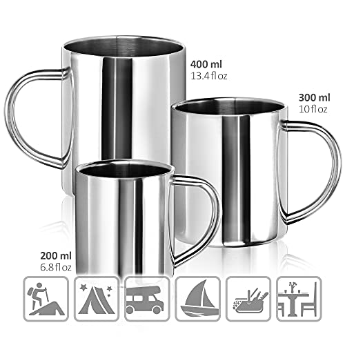 com-four® Taza de café de acero inoxidable - Taza de café - Taza termo-bebedora hecha de acero inoxidable - Taza con aislamiento de doble pared - SIN BPA (300ml)