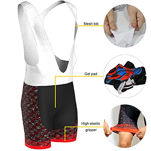 COMEIN Maillot Ciclismo Hombre, Ropa Ciclismo Hombre, Ropa Culote Conjunto Traje Culotte Deportivo con 9D Almohadilla De Gel para Bicicleta MTB Ciclista Bici (Rojo Azul, XXL)