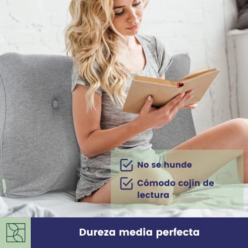 Cómodo Respaldo Cama y Sofá - Oeko-Tex - Cojin cuña Moderna con Acolchado Medio cojin de Lectura, cojin para Pared, Respaldo - Premium cojin para Leer en la Cama de DYNMC YOU