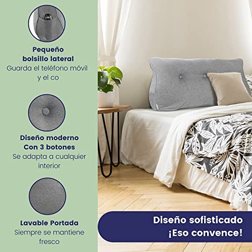 Cómodo Respaldo Cama y Sofá - Oeko-Tex - Cojin cuña Moderna con Acolchado Medio cojin de Lectura, cojin para Pared, Respaldo - Premium cojin para Leer en la Cama de DYNMC YOU