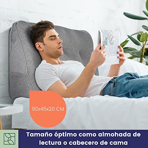 Cómodo Respaldo Cama y Sofá - Oeko-Tex - Cojin cuña Moderna con Acolchado Medio cojin de Lectura, cojin para Pared, Respaldo - Premium cojin para Leer en la Cama de DYNMC YOU