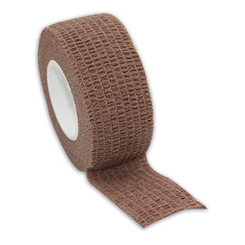 COMOmed Vendajes cohesivos Vet Wrap Vendaje elástico Marrón 2,5 cm x 4,5 m, 12 rollos de tobillo no tejido certificado por la FDA