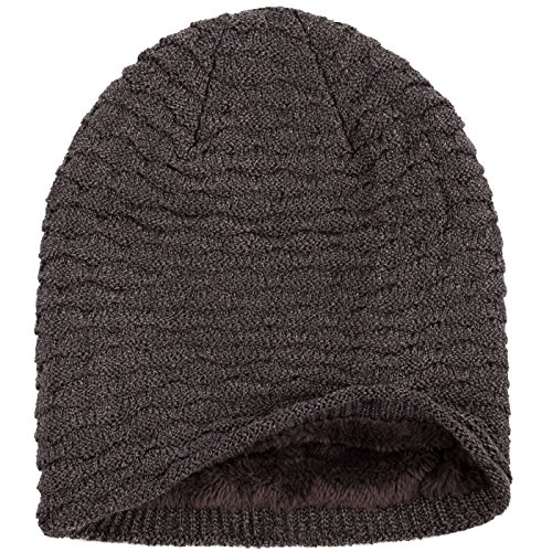 Compagno Beanie Gorro de invierno de punto panal deportivo y elegante con interior de forro polar, Color:Gris Marrón moteado