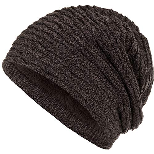 Compagno Beanie Gorro de invierno de punto panal deportivo y elegante con interior de forro polar, Color:Gris Marrón moteado