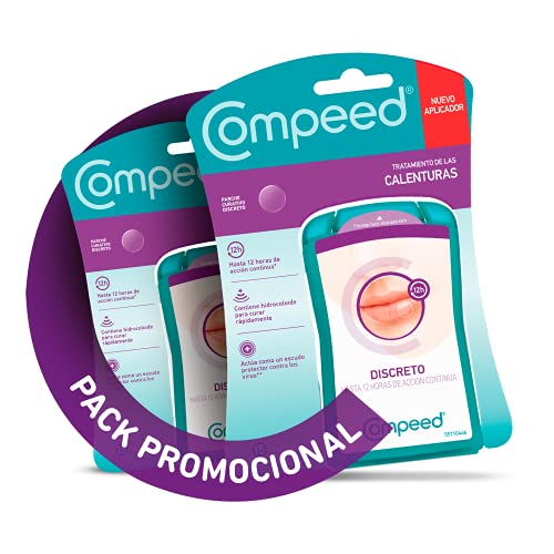 COMPEED Calenturas, 15 Parches - Pack de 2 (total 30), Tratamiento para calenturas labiales, Cura rápidamente, Tamaño de los parches 1,5 x 1,5 centímetros