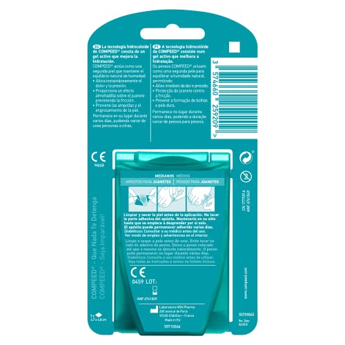 COMPEED Juanetes - 5 Apósitos Hidrocoloides - Tratamiento de pies para la eliminación natural de juanetes, Tamaño del apósito 4,7 x 6,8 centímetros