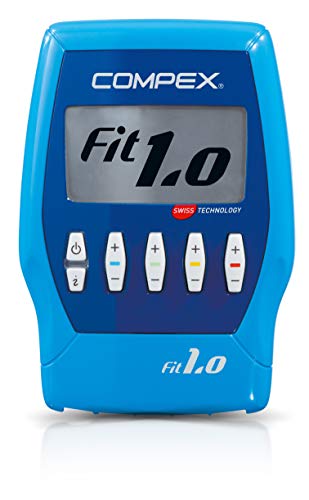 Compex Fit 1.0 Electroestimulador, Unisex, Azul + 6260760 Electrodos Easysnap Performance, 5 X 5 cm, Pack de 4