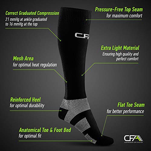 COMPRESSION FOR ATHLETES, Calcetines de compresión, protección del Tobillo y Apoyo del metatarso