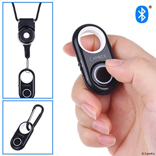 Control Remoto del Obturador de Cámara con Tecnología Inalámbrica Bluetooth® CamKix – Cordón con Montaje de Anillo Desmontable – Mosquetón – Capturar imágenes/Video hasta 10m en iPhone/Android