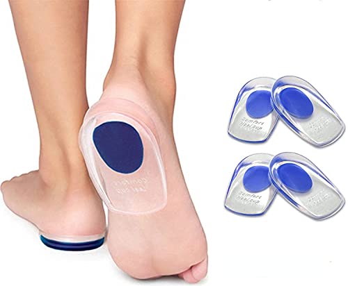 Copas de talón Inserciones para fascitis plantar - Cojines de gel de silicona para talón para aliviar el dolor y el espolón del talón- 2 pares