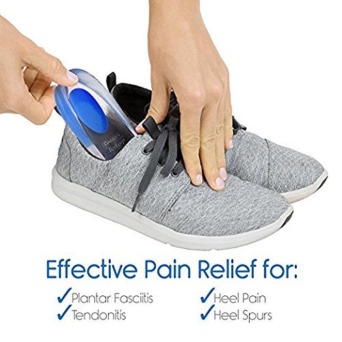 Copas de talón Inserciones para fascitis plantar - Cojines de gel de silicona para talón para aliviar el dolor y el espolón del talón- 2 pares