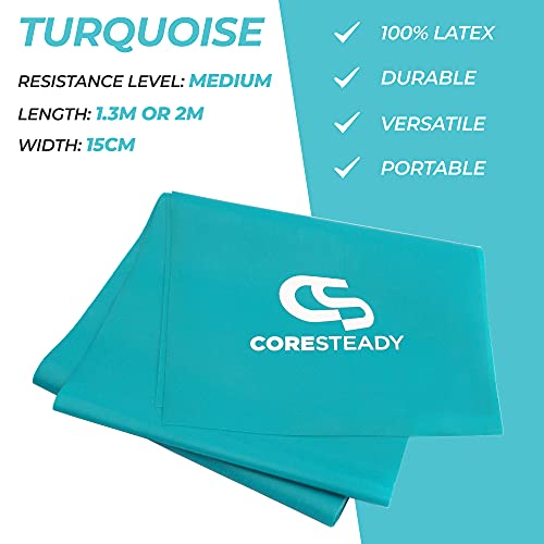 CORESTEADY Bandas de Resistencia Terapéuticas Bandas de Fitness Pilates, Yoga, Entrenamiento de Fuerza | Fisioterapia y rehabilitación |para Hombres y Mujeres |Guía incluida