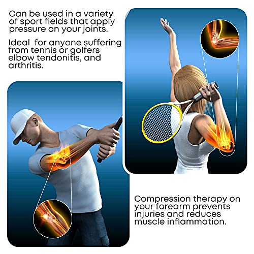 Correa de codo de tenis con almohadilla de compresión, soporte ajustable para codo de tenis y golfistas, epicondilitis lateral y medial.