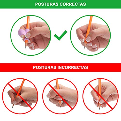 Corrector de escritura para niños. Pencil grip para corregir la postura y el agarre del lápiz. Soporte y agarrador ergonómico para escribir correctamente. Gran regalo para niños. (6)