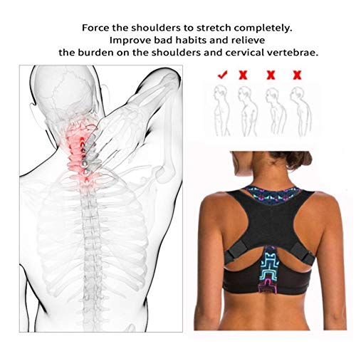 Corrector de postura de la espalda, soporte Banda transpirable Corrección postural Hombros Banda de joroba del cuello Soporte postural Endereza los hombros Banda postural(Taglia unica-negro)