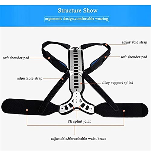 Corrector postural de extensión de Metal para enderezar la Espalda - Chaleco Corrector de Postura rígido Ajustable para aliviar la cifosis y el Tratamiento de la Columna jorobada o Lordosis