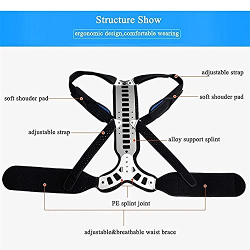 Corrector postural Extensión de Metal rígido Ajustable Enderezadora de Espalda Chaleco de Refuerzo para Alivio de la cifosis Hunch y Tratamiento de la Columna jorobada o Lordosis (Color: S)