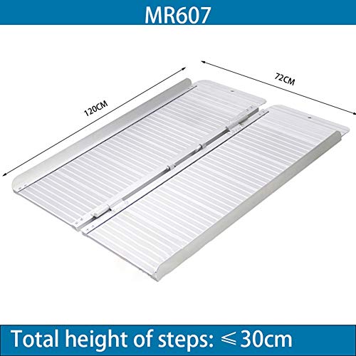 CQILONG Rampa De Entrada Abatible De Aluminio, Compacta Y Fácil De Transportar, Doble Refuerzo, Apta para Sillas De Ruedas, Cochecitos, Etc, 3 Medidas (Color : Silver, Size : 120x72CM)