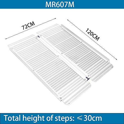 CQILONG Rampa De Entrada Abatible De Aluminio, Compacta Y Fácil De Transportar, Doble Refuerzo, Apta para Sillas De Ruedas, Cochecitos, Etc, 3 Medidas (Color : Silver, Size : 120x72CM)