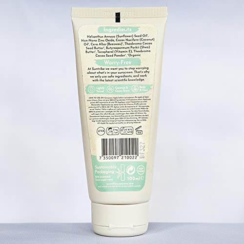 Crema Solar Mineral Cuerpo & Cara Suntribe - FPS 30 - Biodegradable - Òxido de Zinc (Filtro UV Mineral) - Resistente al agua - 8 Ingredientes - Tinte ligero (100 ml)