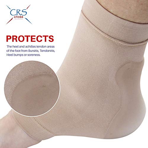 CRS Cross Aquiles Heel Sleeve – Funda acolchada de gel de compresión para cojín y protección de golpes Haglunds, tendinitis de Aquiles y bursitis (talla única)