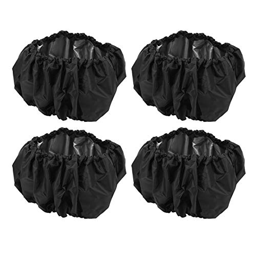 Cubierta de rueda para cochecito infantil, 4 piezas de tela Oxford para cochecito de bebé a prueba de polvo, cubierta protectora para rueda, accesorios para cochecito(S-Negro)