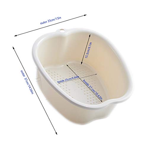 Cuenco de SPA Grande para Baño de Pies, Lavabo para Pies de Plástico Resistente Grueso para Pedicura Relajación Desintoxicación y Masaje, Remojar Tus Pies, Uñas de Pies y Tobillos (White)