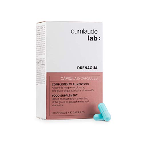 Cumlaude Drenaqua - Complemento Alimenticio Diurético para la Retención de Líquidos - con Té Verde, Prebióticos, Magnesio y Vitamina B6 - Unitario 30 Cápsulas