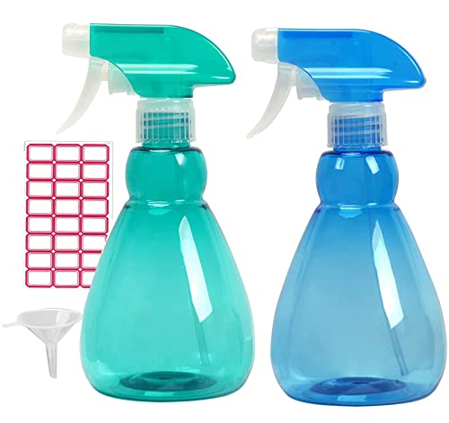 Cymax 2PCS 500ML Botella de Spray Vacías Botella de Aerosol Plástico Transparante para Regar Plantas,Verde + Azul