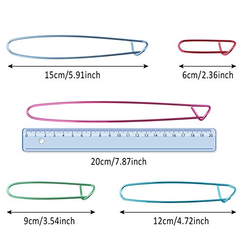 Dadabig 20pcs Clips marcador Alfileres de seguridad agujas Ganchillo Agujas Ganchillos Crochet Aluminio Agujas para Tejer Manualidades de Bricolaje (colores aleatorios, 6/9/12/15/20cm)