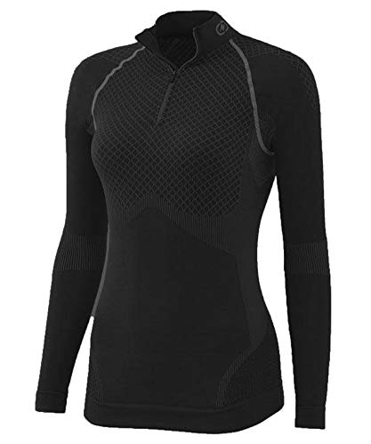 Damart Sport T-Shirt Zippé Activ Body 3 Thermolactyl Camiseta, Negro Negro 49985-17010, M-L para Mujer