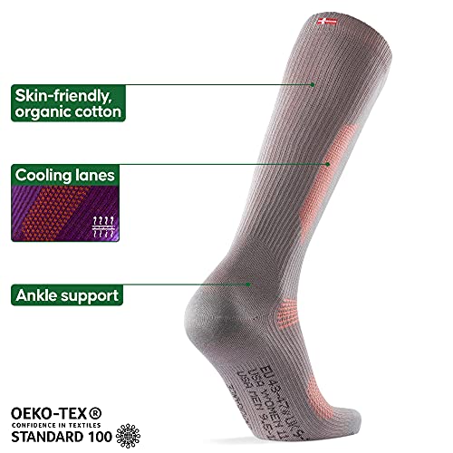 DANISH ENDURANCE Calcetines de Compresión de Algodón Orgánico Pack de 1 (Gris, EU 43-47)