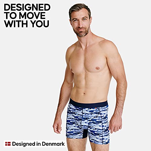 DANISH ENDURANCE Calzoncillos Bóxer de Deporte Pack de 2 (Multicolor: 1 x Negro, 1 x Azul Camuflaje, Medium)