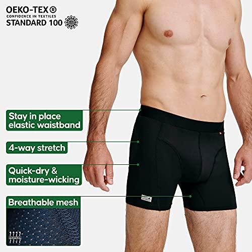 DANISH ENDURANCE Calzoncillos Bóxer de Deporte Pack de 2 (Multicolor: 1 x Negro, 1 x Azul Camuflaje, Medium)