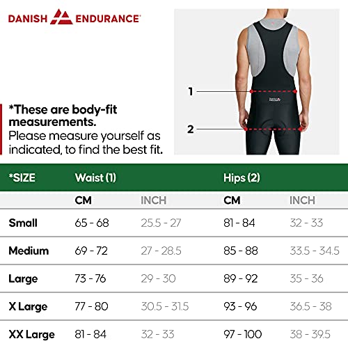 DANISH ENDURANCE Men’s Cycling Bib Pants XXL Black/Black 1-Pack