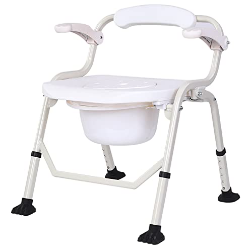 Daoyuan Silla WC Cómoda Silla De Ducha Portátil con Inodoro Incorporado,Silla Plegable para El WC con Ajuste De Altura,Sillón para Adultos Discapacitados Ancianos (Color : White)