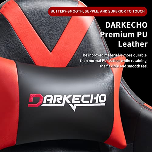 Darkecho Silla Gaming Chair Masaje con reposapiés, Ergonómica Silla Gamer 150kg Poltrona, Silla de Oficina 2D Ajustables reposabrazos Sillón Racing Esport, Cuero la PU Fibra de Carbono. Rojo