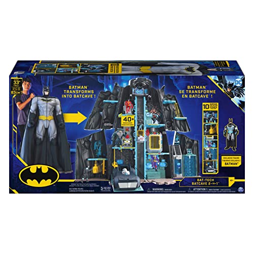 dc comics 6060852 PYS GML, Bat-Tech Batcue, Juego Transformador Gigante con Figura y Accesorios exclusivos de Batman de 4 Pulgadas, Juguetes para niños de 4 años en adelante