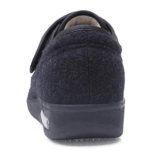 DDTT Pantuflas diabéticas para Hombres y Mujeres,Zapatos diabéticos Ajustables, Zapatos cómodos y abrigados para Ancianos-Negro_46,Zapatillas de pies hinchados