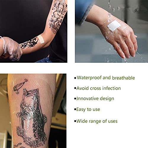 Dermalize Tattoo 10m x 15cm Parches Para Tatuajes vendaje de tatuajes impermeable transparente tattoo supplies pro transpirable antibacteriano (10mX15cm, verde)