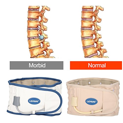 Descompresión Lumbar Faja Inflable cinturon Dispositivo de tracción de cintura Alivio de la espalda, Artritis, Abdomen de cintura Correa de soporte fijo Disco lumbar (Blanco)