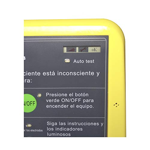 Desfibrilador semiautomático AED7000 con autotest totalmente en español. Fácil de usar con 2 botones.