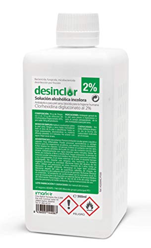 Desinclor Clorhexidina Alcoholica Incolora 2% Antiseptico - 500 ml con tapón