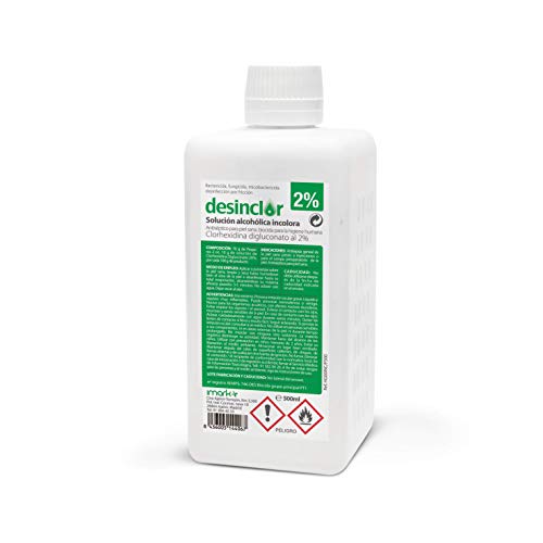 Desinclor Clorhexidina Alcoholica Incolora 2% Antiseptico - 500 ml con tapón