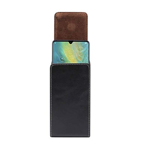 DFV mobile - Nuevo Diseño de Funda Vertical de Piel con Pasador de Cinturon para LG Velvet (2020) - Negra